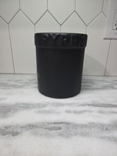 Pyrex Matte Black Utensil Holder, Vintage Kitchen Vessel, Stoneware Vase, Decor