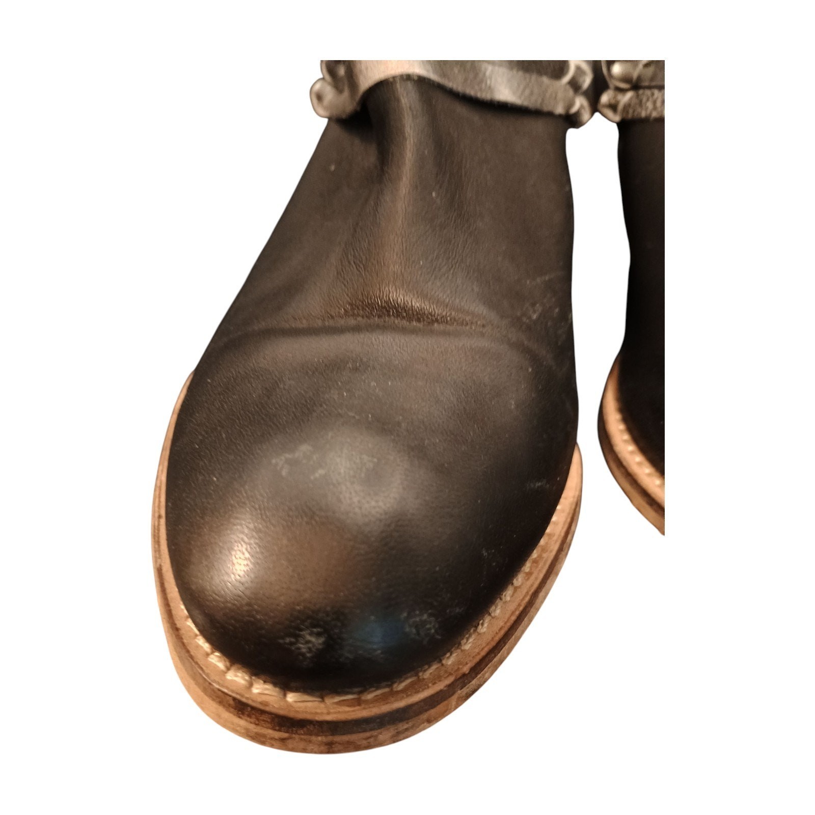 Diba Women's True Leather Sly Fox Pull On Bootie Black & Gray Straps Size 9.5M 