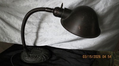 Vintage ''Faries'' Art Deco Industrial Gooseneck Desk Lamp Cast Iron Base