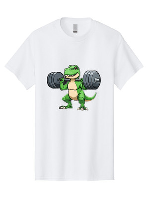 T-Rex-Lifting-1 Mens Graphic Tee, 100% Cotton, Casual Summer Wear