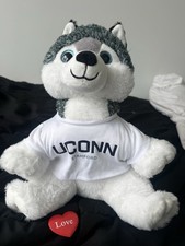 UConn Stamford Huskies Husky Plush Stuffed Animal w/ Shirt Birth Certificate