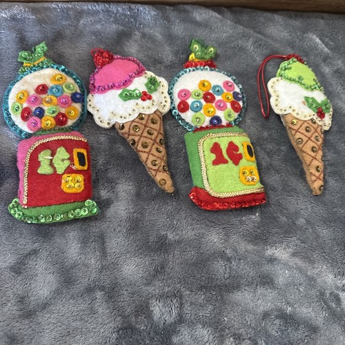 Vintage Bucilla CHRISTMAS SWEETS Handmade Felt Christmas Ornaments 1970s