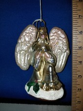 Angel Ornament Glass Angel with Wings and Holly 1116 230