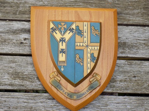 Vintage ST. BEES SCHOOL (Cumbria) Wooden Hand Painted Crest Plaque Shield