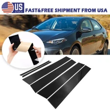 For 2014 2015-2018 Toyota Corolla 6PCS Black Door Window Pillar Post Cover Trims