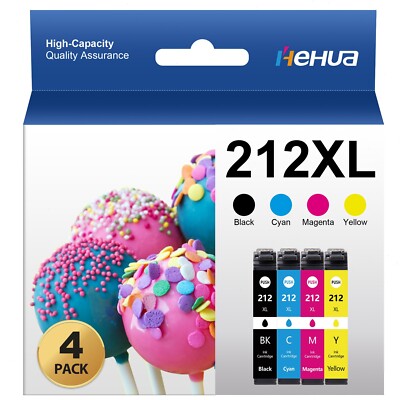 4PK 212XL T212XL Ink Cartridges  For Epson WorkForce WF-2830 WF-2850 XP-4100