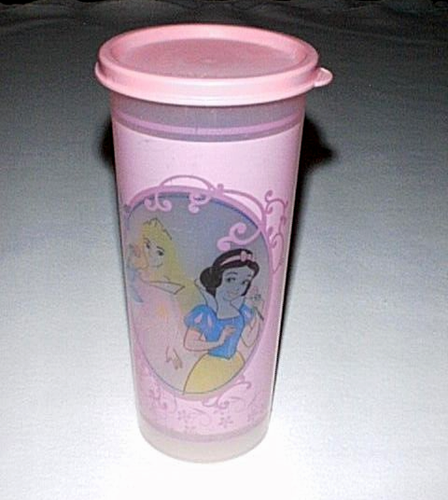 Tupperware 16 Unzen Disney Prinzessin Becher #5107 & rosa Siegel #4922 - Bild 1 von 4