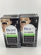 4 Pack BIORE Pore Strips Oil Control, 4 Strips Per Box