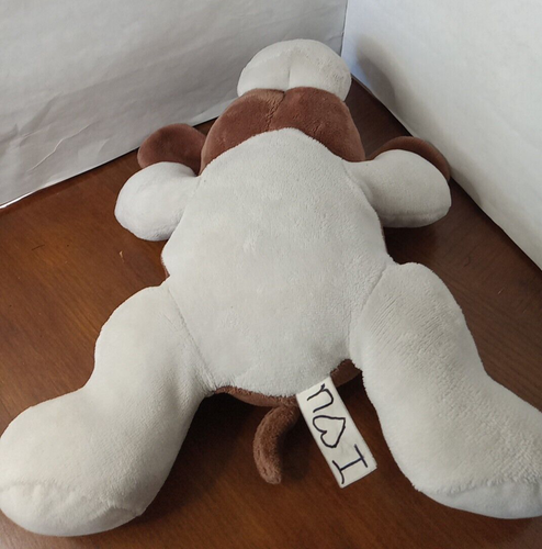 Liegender Welpe Hund Plüsch weiß braun Schlapptier Stofftier Spielzeug - Bild 4 von 6