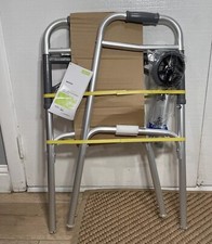 McKesson Aluminum 32 to 39" H Dual Release Folding Walker 5  Wheels up to 350