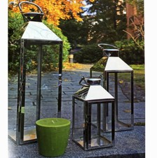 Fantastico set lanterne da giardino 3 pezzi XXL lusso luce a vento 24/40/53 cm acciaio inox