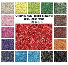 BTY Blazin Bandanna 100 Cotton Fabric PICK COLOR - good for crafts