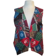 Handmade Vintage 80"s Vest Colorful Hippie Chic Vest Ladies Size Medium