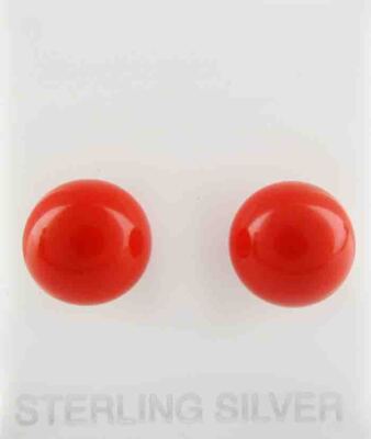 ECHTE KORALLEN OHRSTECKER .925 SILBER - Neu mit Etikett - SCHRAUBRÜCKEN - 10 mm