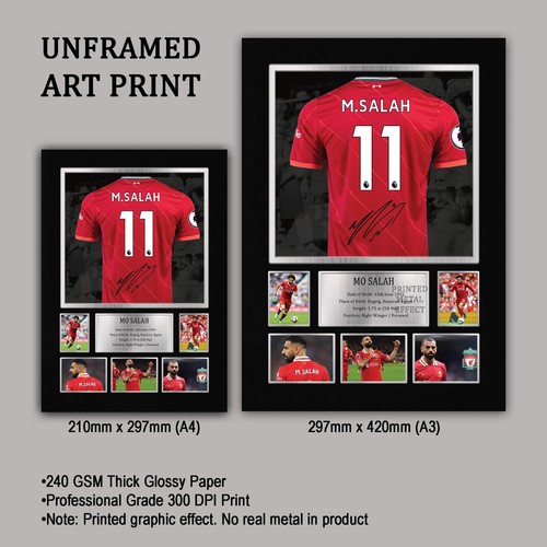 Mo Salah Liverpool FC Pre-Print Poster - Framed/Unframed, A4/A3, Personalised - Picture 6 of 8