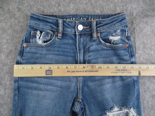 American Eagle Jeans Womens 000 Blue Denim Mom Straight Mid Rise Retro 23x27 - Picture 11 of 16