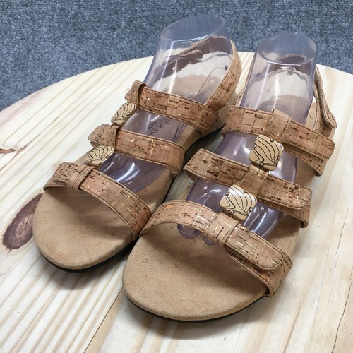 Vionic Sandals Womens 11 W Amber Strappy Beige Leather Open Toe Casual TVW1275 - Picture 3 of 15
