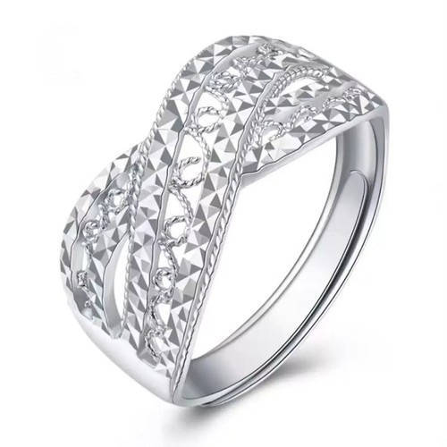 Pure Platinum 950 Band Women Lucky Hollow Carved Filigree Cross Ring 5.1g - Picture 2 of 6