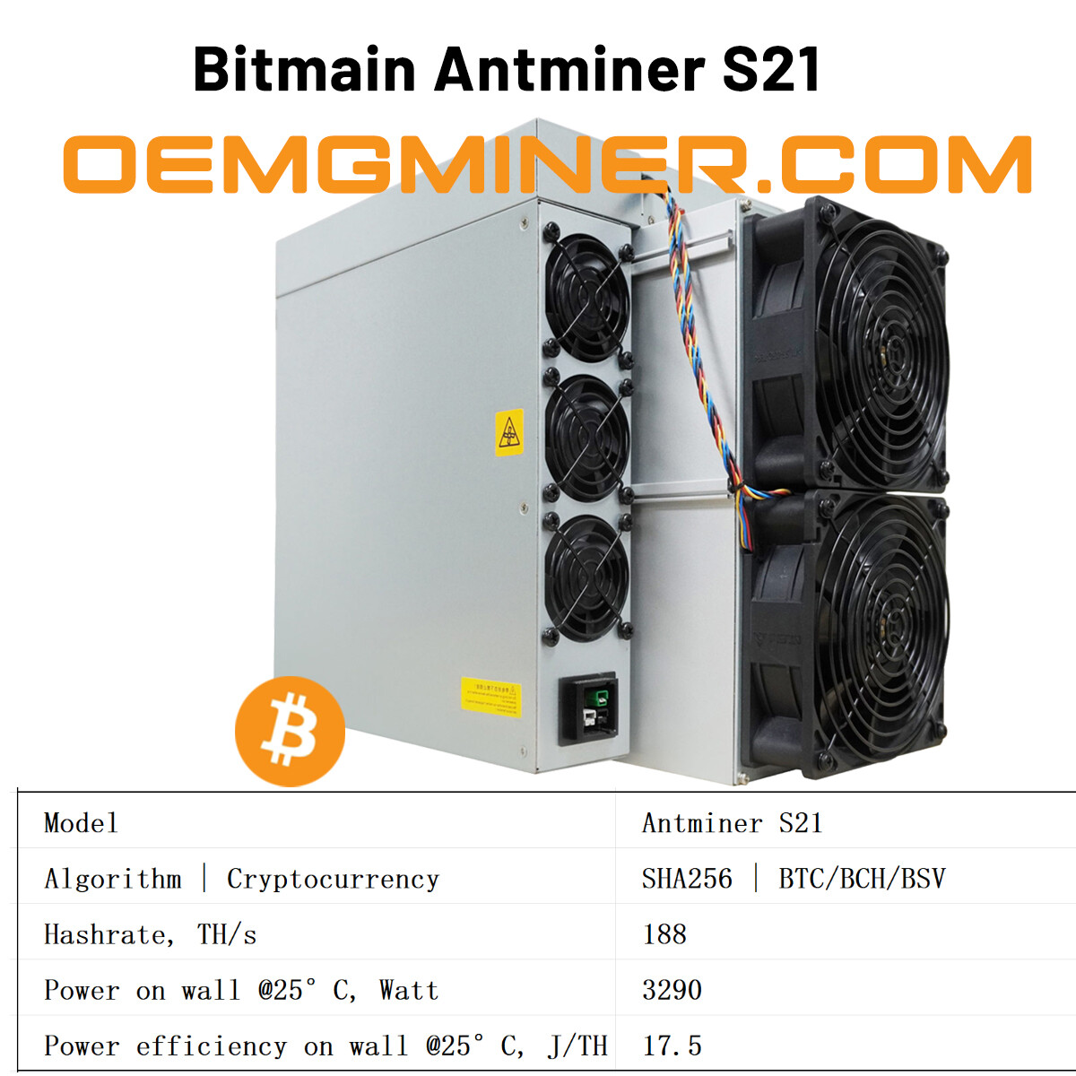 New Bitmain Antminer S21 188T 3290W Bitcoin BTC ASIC Miner ready stock |  eBay
