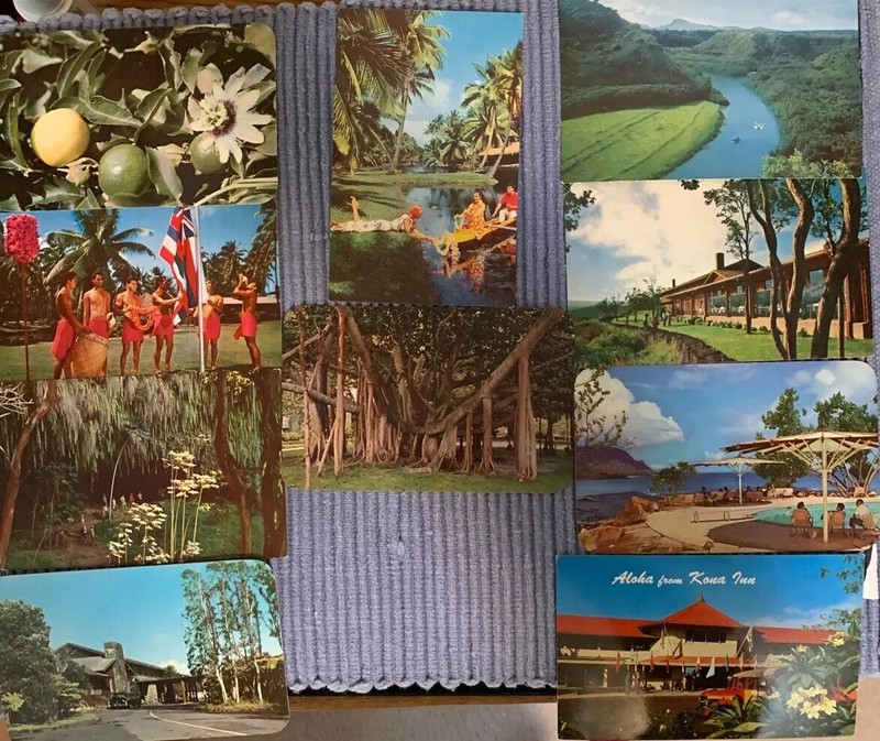 HAWAII Islands Postcards Banyan Tree Lei Flag Volcano House Park SOUTH PACIFIC 