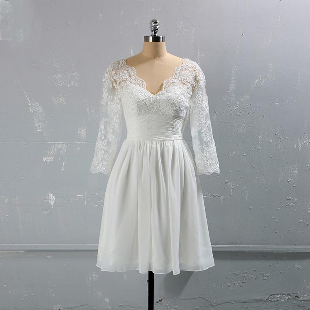 white christmas dresses Short Chiffon Lace Wedding Dress main image 1