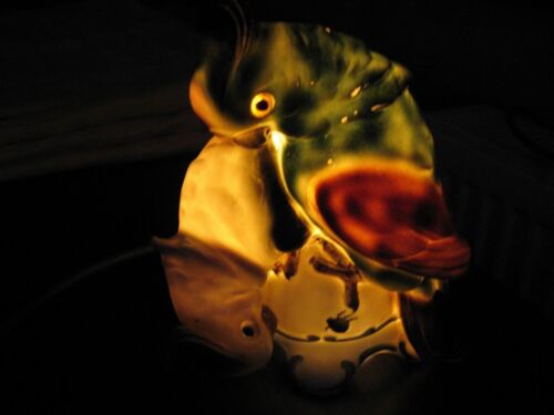 Vintage German Porcelain Lamp,Night Light,A pair of parrots in love,Art Deco,50s - Picture 2 of 13