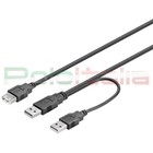USB 2.0 to Y 2 Male 1 Female Dual Power Cable for PC Data Hard Drive