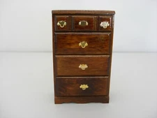 Dollhouse 4 Drawer Wood Dresser w/ Brass hardware. Concord Miniatures. NIB