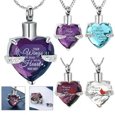 Crystal Heart Urn Pendant Cremation Jewelry for Ashes Necklace Memorial Jewelry
