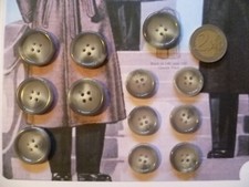 12 BOTTONI RESINA 4 FORI GRIGIO STILE CORNO CAPPOTTO GIACCA 6 PZ X 2,0 - 2,5 CM