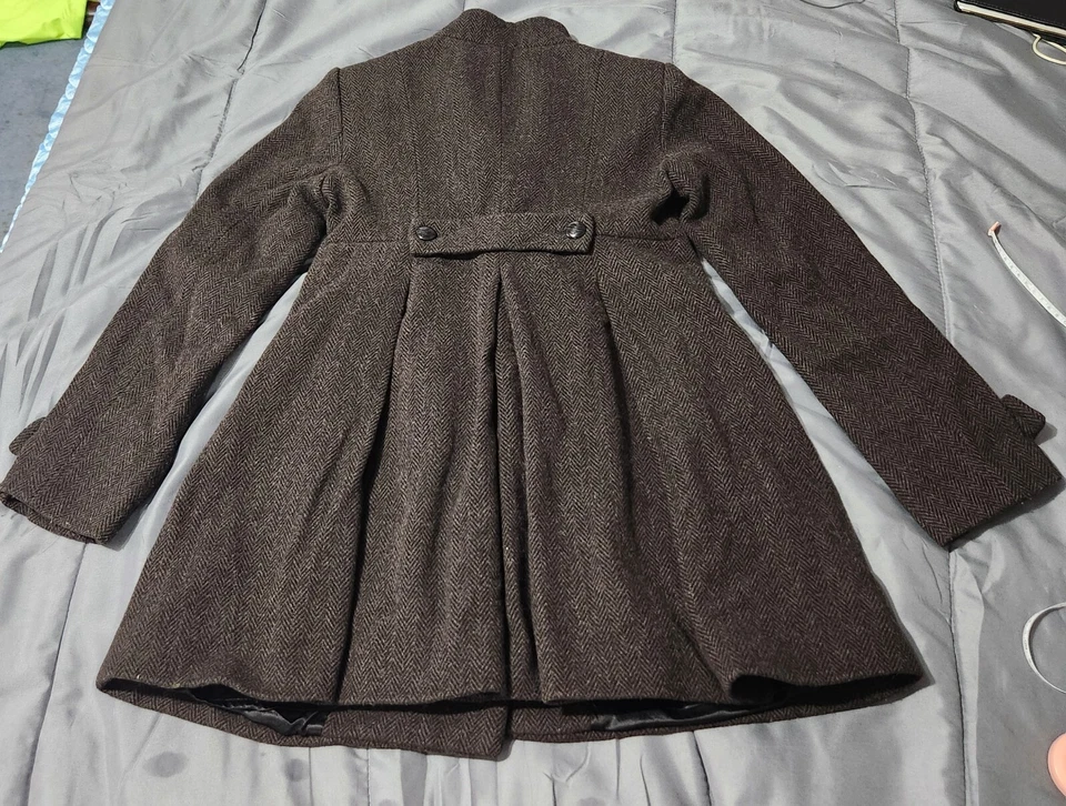 Abrigo largo de lana United Colors of Benetton marrón oscuro Guisante: talla XS (usado) Foto 4 de 4