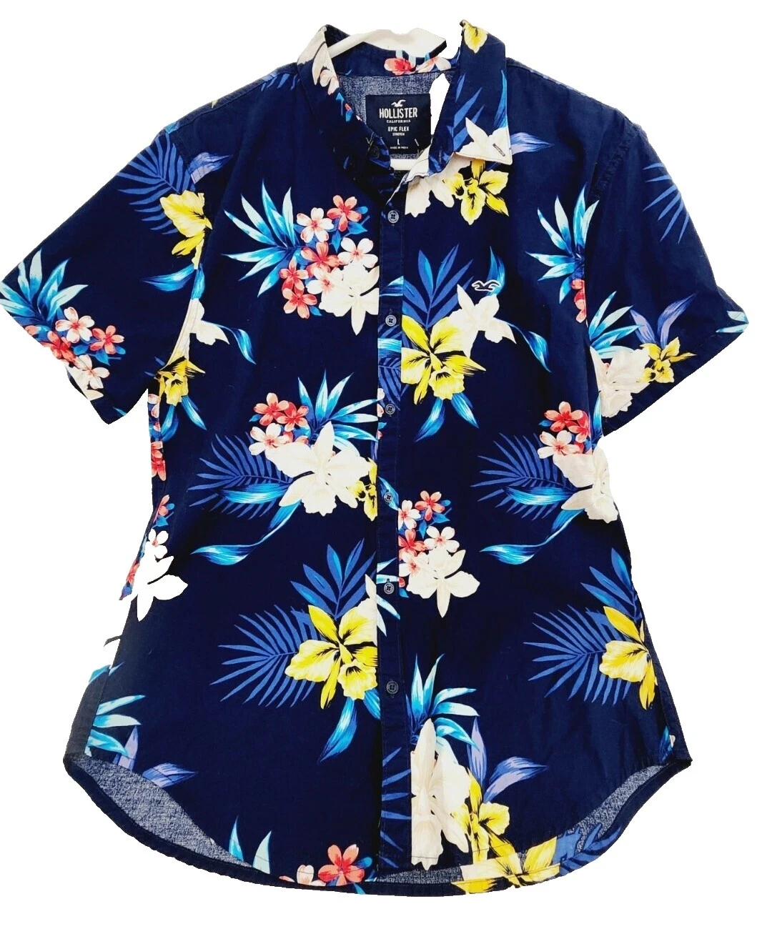 Hollister Manga Corta Camisas Informales hawaiana con botones para hombres
