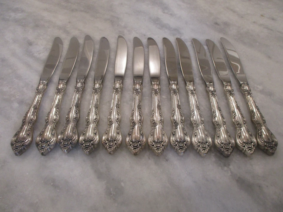 TOWLE STERLING SILVER KNIVES (12) SPANISH PROVINCIAL 1967 - 8-7/8" -NO MONO-835g - Image 2 of 4