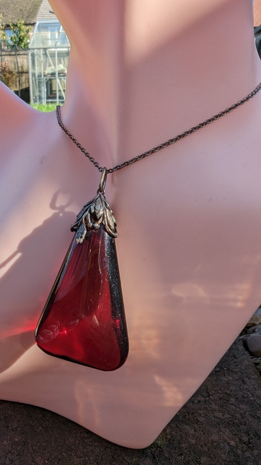 Attributed Bernard Instone Silver Bakelite Pendant - image 3