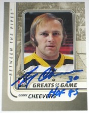 GERRY CHEEVERS SIGNED 10-11 ITG BETWEEN THE PIPES BRUINS CARD AUTOGRAPH “HOF