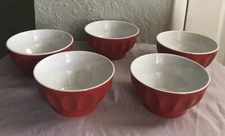 Set Of 5 Fluted Red Bowls