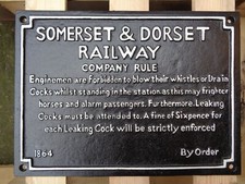 Heavy Cast Iron Somerset & Dorset JOINT Railway SIGN S&DJR  lner & sr
