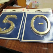 5 3/4 in Intersel Laiton Massif Door House Address Sign Street Number 50 Brass 