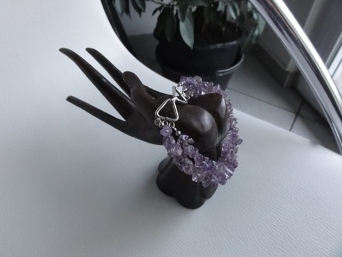 Bracelet Vintage En Argent Avec Améthystes - Triple Rang - Occasion