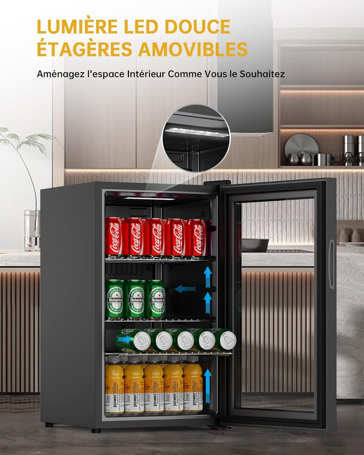 Mini frigo de chambre silencieux 70L doté d'une isolation double vitrage