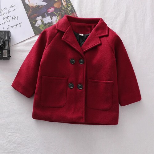 New Boys Jackets Child Girl Woolen Double-breasted Baby Trench Coat Kids Winter - Picture 21 of 21
