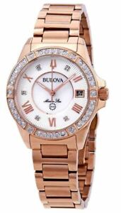Bulova Marine Star Women's Quartz Crystal Accents Gold-Tone 32mm Watch 98R258