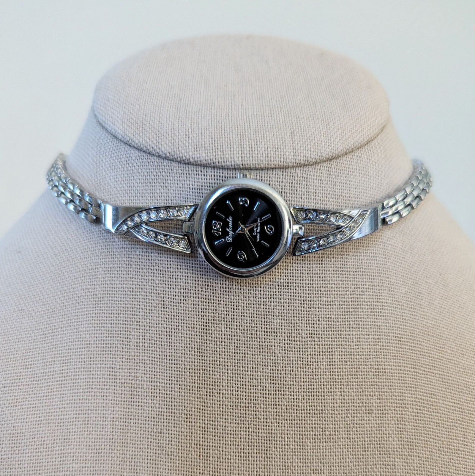 Vintage Dufonte silver tone rectangular quartz wa… - image 1