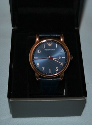 EMPORIO ARMANI AR11135 MEN'S BLUE EMBOSSED LEATHER STRAP WATCH NEW 