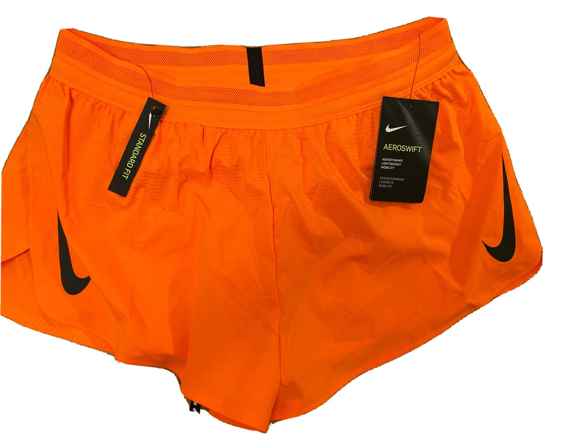 $80 NEW Mens Nike Aeroswift Running Racing Shorts Orange 2 AQ5257 803  LARGE