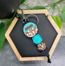 4.5  Silver-Tone Silicone Beaded Keychain Mama Charm New Free Ship B2549