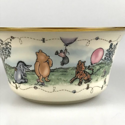 Lenox Disney Classic Pooh Birthday Bowl Bisque Bone Fine China 24k Gold Tigger - Picture 6 of 11