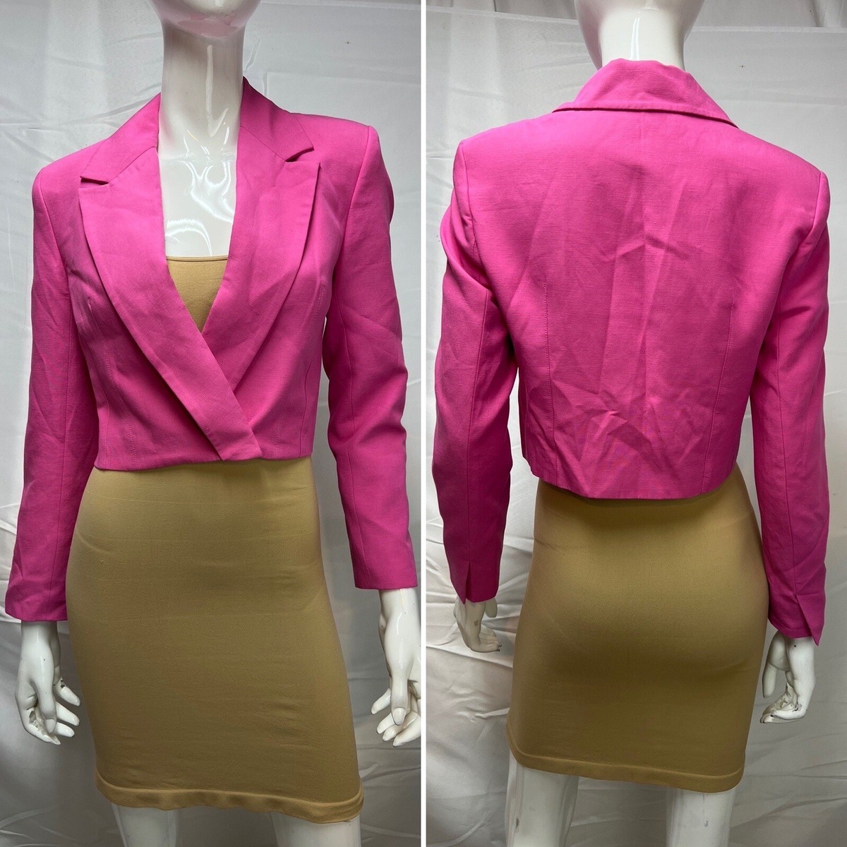 Women's ZARA Pink Barbie Cropped Single Button Small Blazer