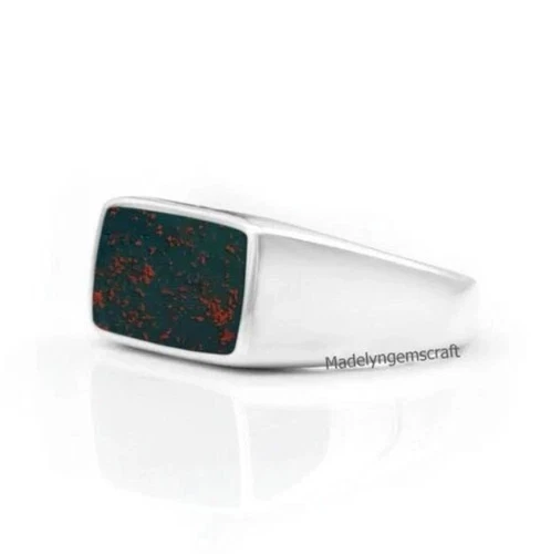 Bloodstone Ring Sterling Silver Ring Bloodstone Gemstone Ring For Men Gift Her