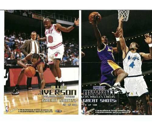 Kobe Bryant / Iverson++ 1997-98 Skybox Hoops GREAT SHOTS Mini Posters Set (30) - Picture 1 of 2